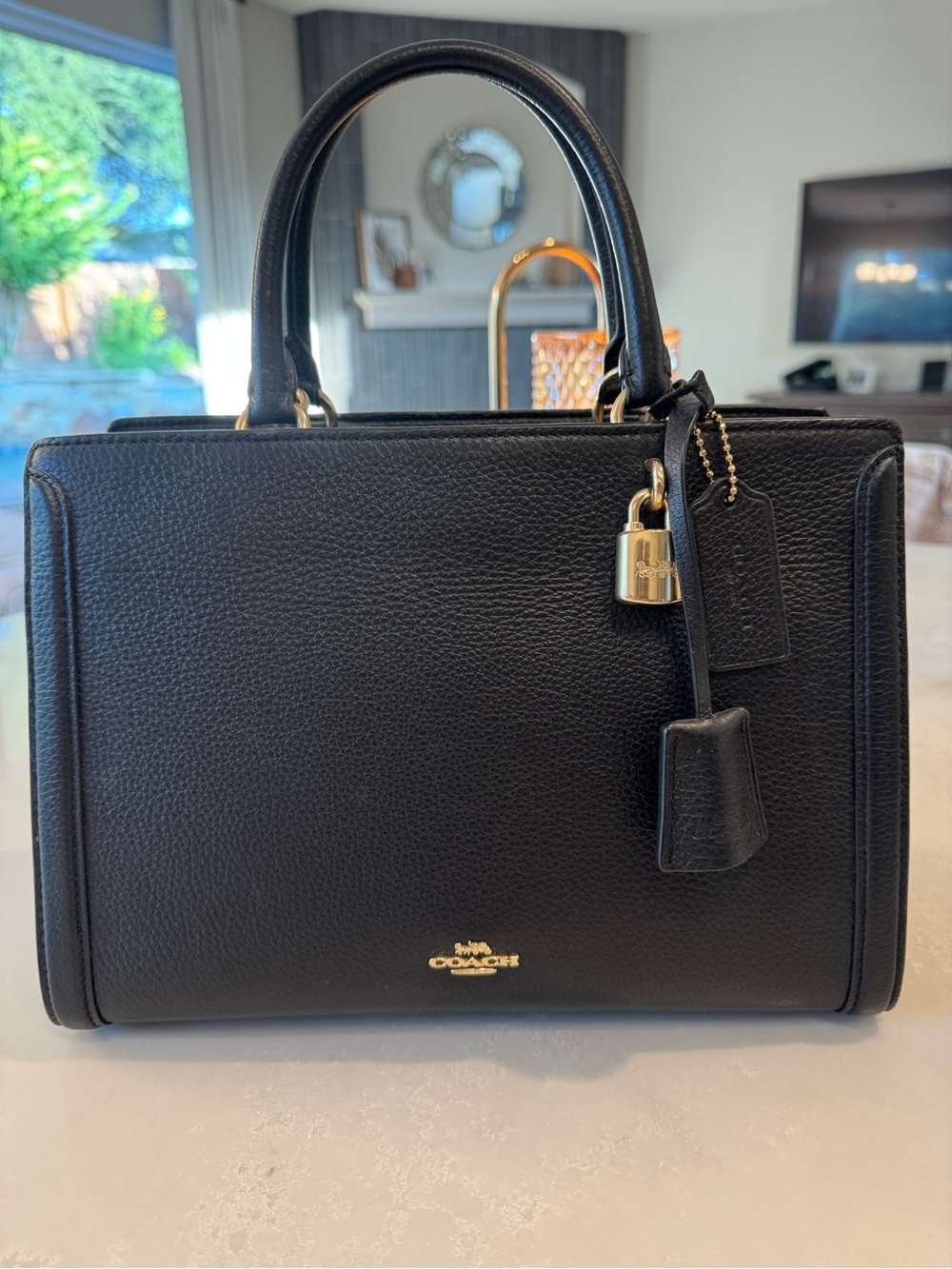 Coach Black Pebbled Leather Satchel with Gold Hardware